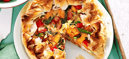 Deep dish bacon and vegetable tart