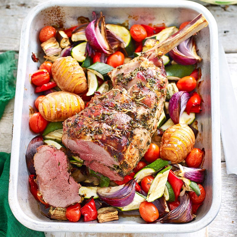 Roast lamb with provencal vegetables