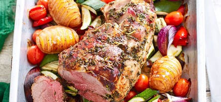 Roast lamb with provencal vegetables