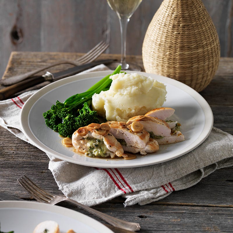 Basil and cheese stuffed chicken