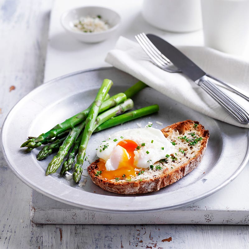 Photo of Poached egg and asparagus with parmesan chive toast by WW
