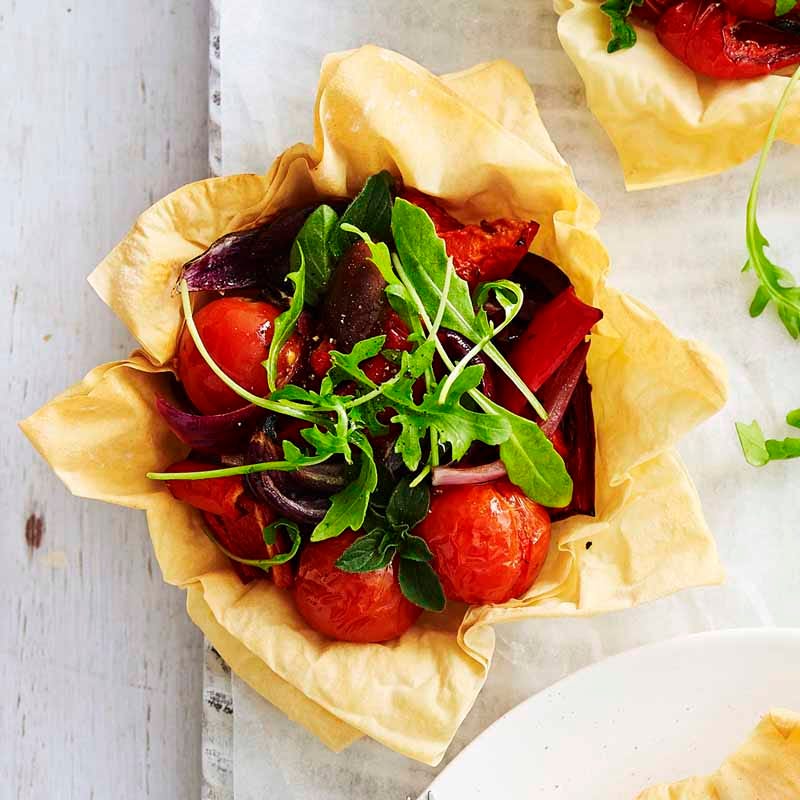 Mediterranean filo tartlets
