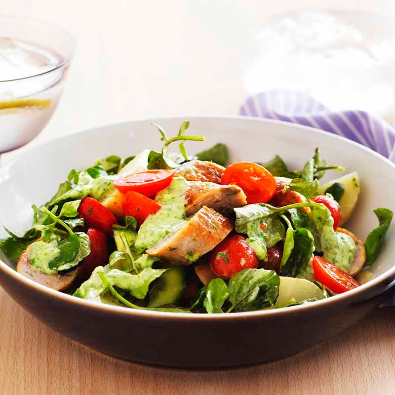 Photo of Chicken sausage salad with herby yoghurt dressing by WW