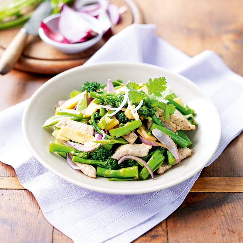 Pork, broccolini and plum stir-fry