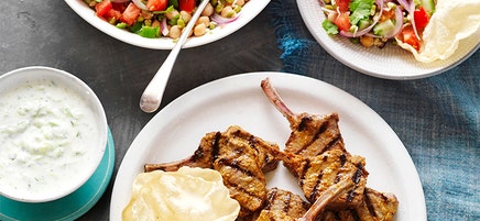 Grilled tikka massala lamb cutlets with raita