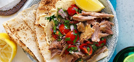Lamb souvlaki with pita bread