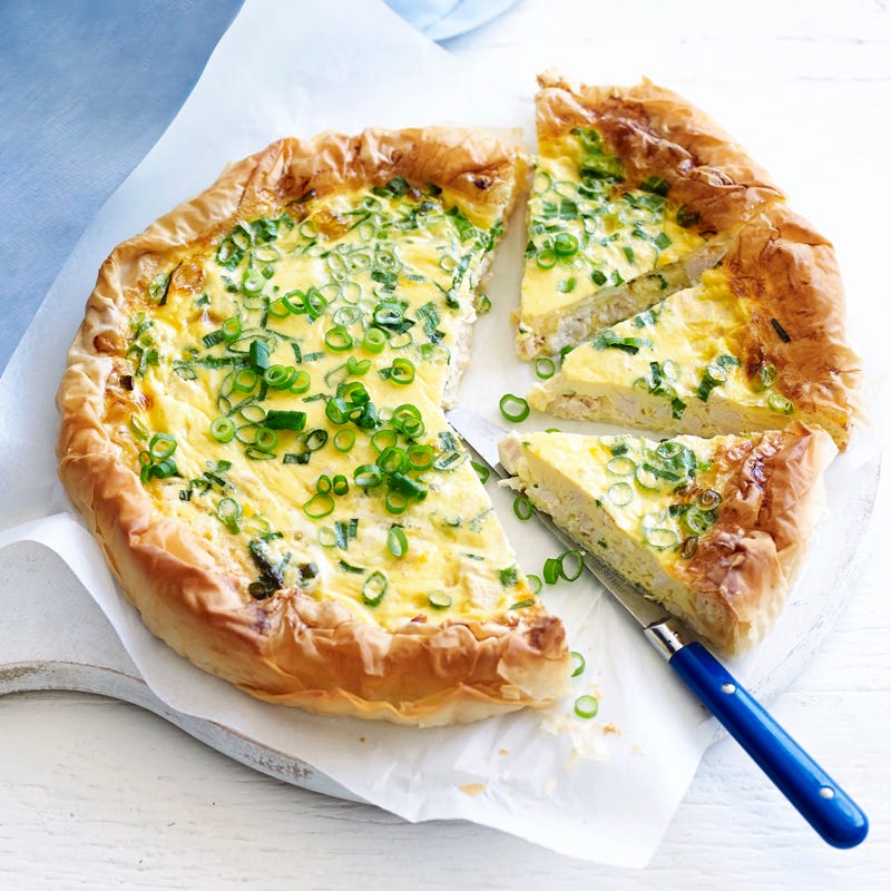 Chicken and cheddar quiche