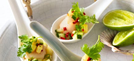 Scallops with pineapple and chilli salsa