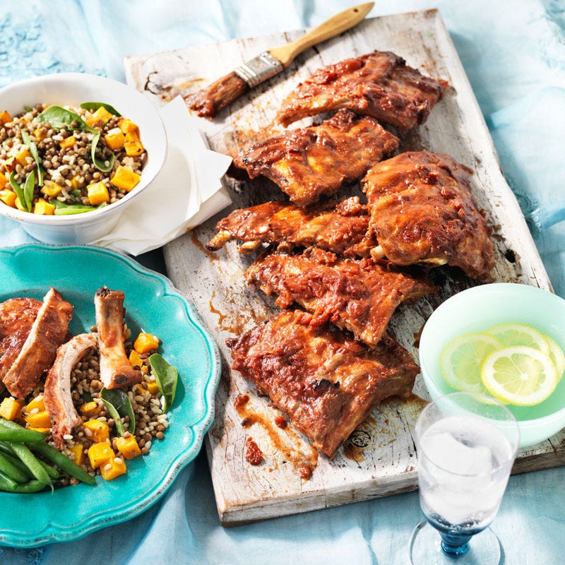 Photo of Smokey pork ribs with brown rice salad by WW