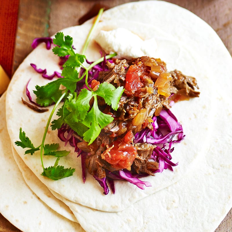 Photo of Shredded beef and pickled cabbage soft tacos by WW