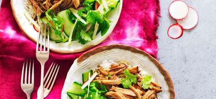 Sticky pork with pickled apple salad