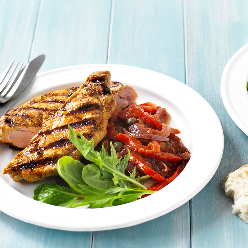 Paprika pork with caponata