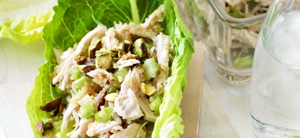 Poached chicken and quinoa lettuce wraps
