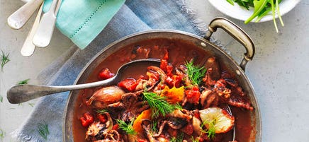 Octopus stifado stew