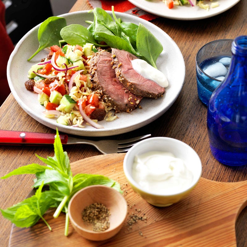 Photo of Pistachio dukkah lamb with saffron rice salad by WW