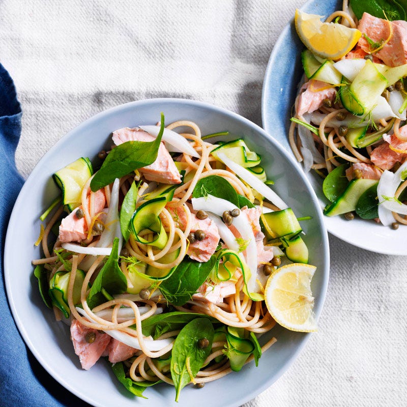 Photo of Lemon poached salmon with spaghetti by WW