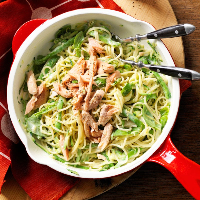 Photo of Spring pasta with smoked trout, lemon and zucchini by WW