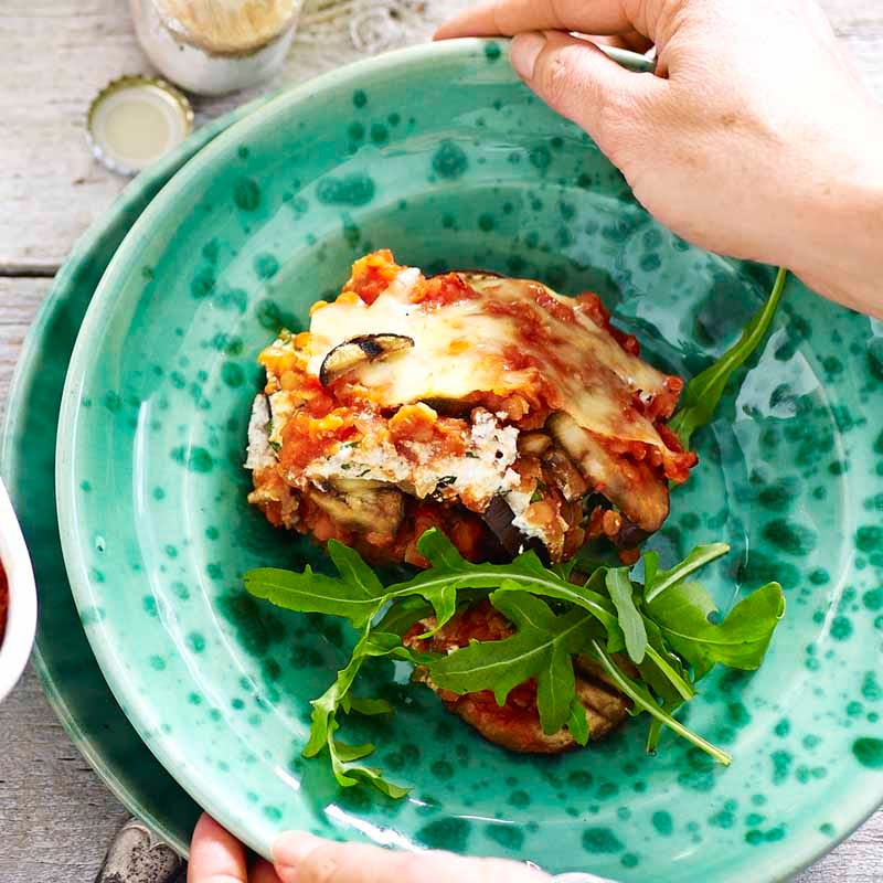 Lentil and eggplant bake