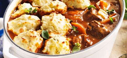 Lamb and rosemary casserole with parmesan dumplings