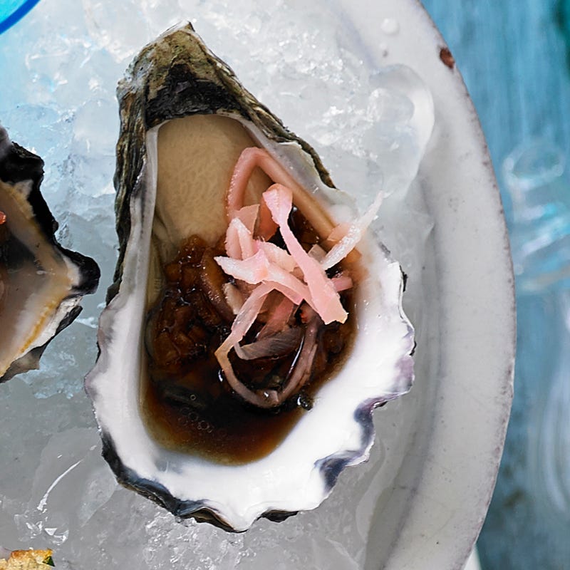 Photo of Oysters with soy, sake and pickled ginger dressing by WW