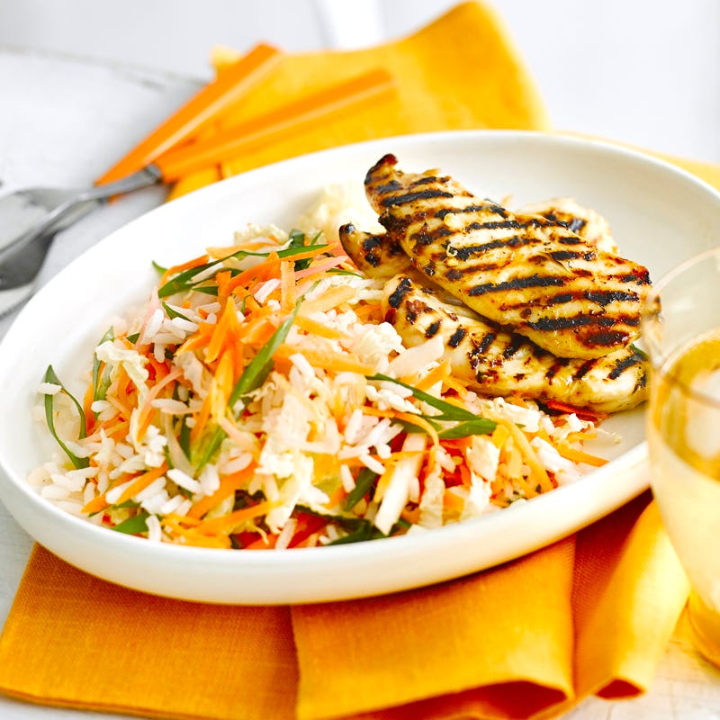 Photo of Spicy plum chicken with rice and ginger salad by WW