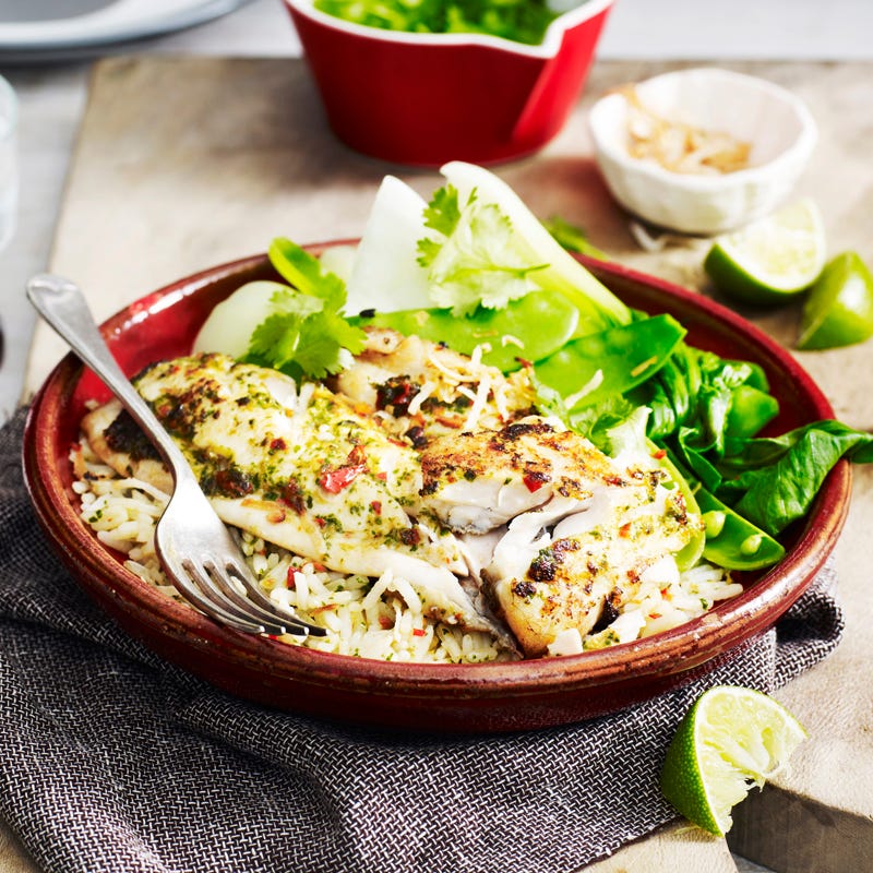 Photo of Chilli and coriander snapper with coconut rice and asian greens by WW