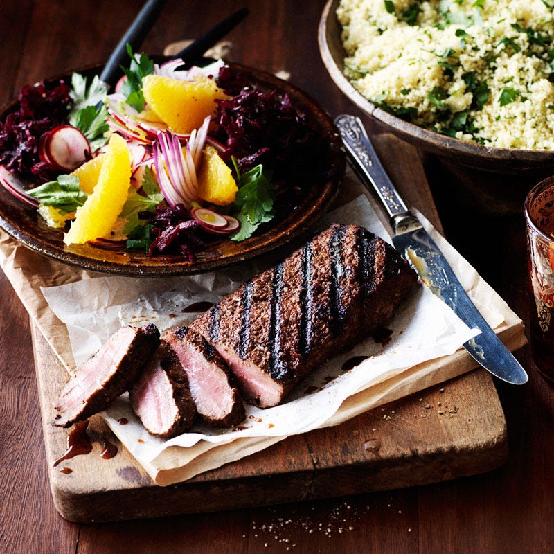 Photo of Cinnamon-spiced lamb with beetroot orange salad and herbed couscous by WW