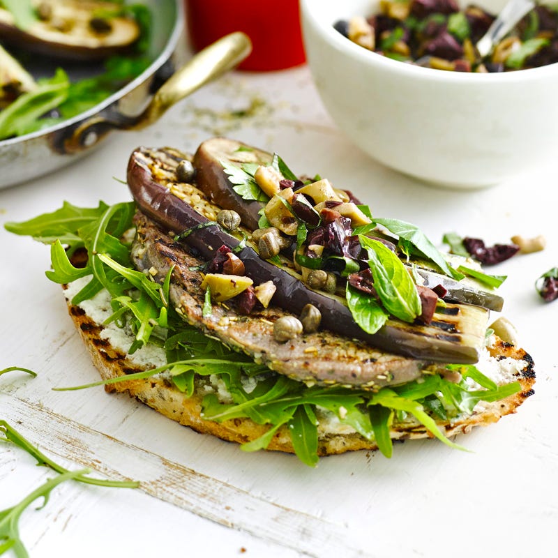 Photo of Steak sandwich with eggplant salad and olive salsa by WW