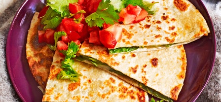 Spinach and cheese quesadilla