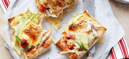 Chicken, avocado, tomato and cheese melts