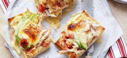 Chicken, avocado, tomato and cheese melts