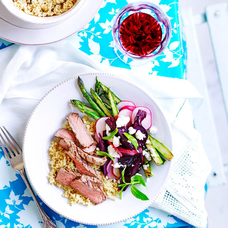 Photo of Barbecued beef with beetroot and Persian feta salad by WW