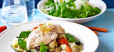 Mediterranean chicken parcels