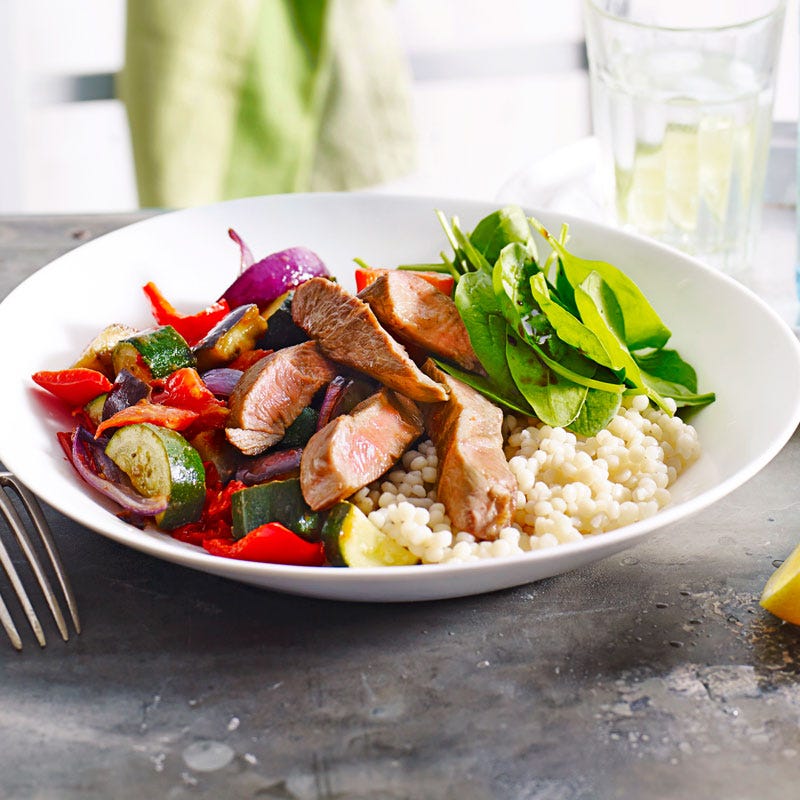 Lamb with ratatouille and pearl couscous