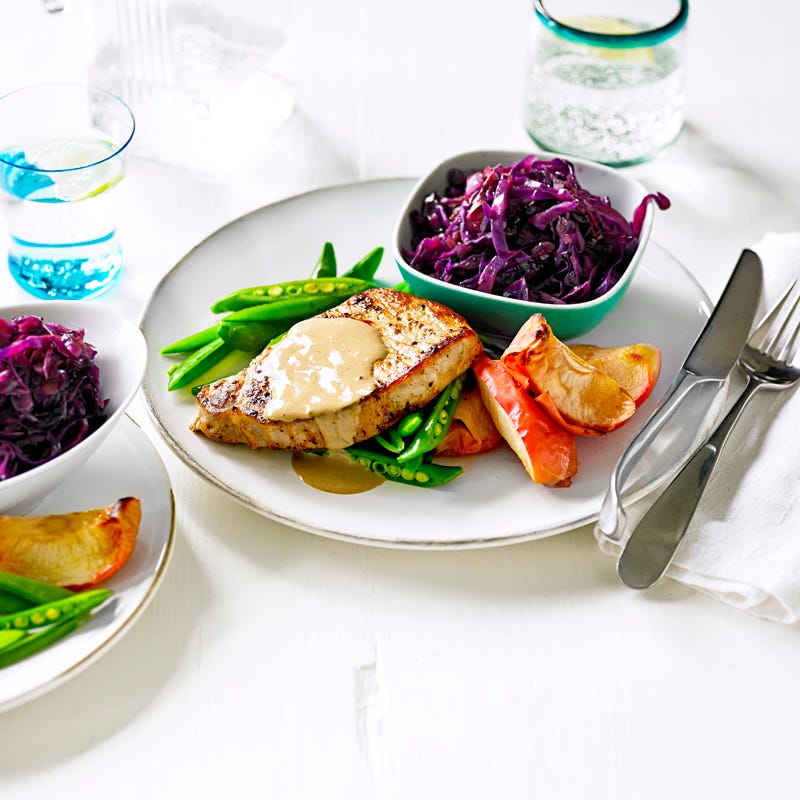 Photo of Pork with roast apples and braised cabbage by WW