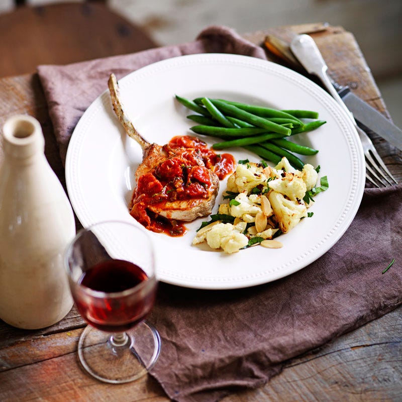 Photo of Pork cutlets with chunky tomato sauce and roasted cauliflower by WW