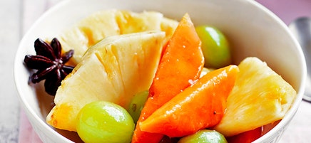 Fruit salad with apple and star anise syrup