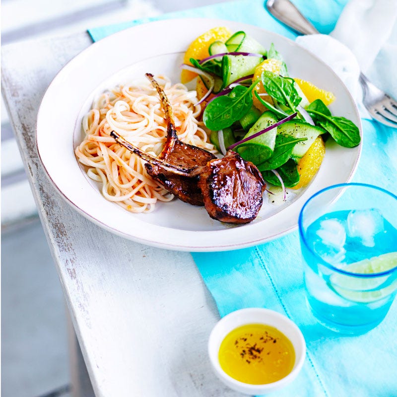 Photo of Char siu lamb with orange and spinach salad by WW