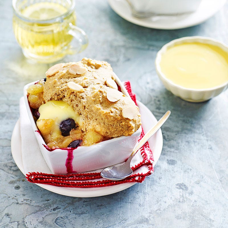 Apple, blueberry and cinnamon cobbler