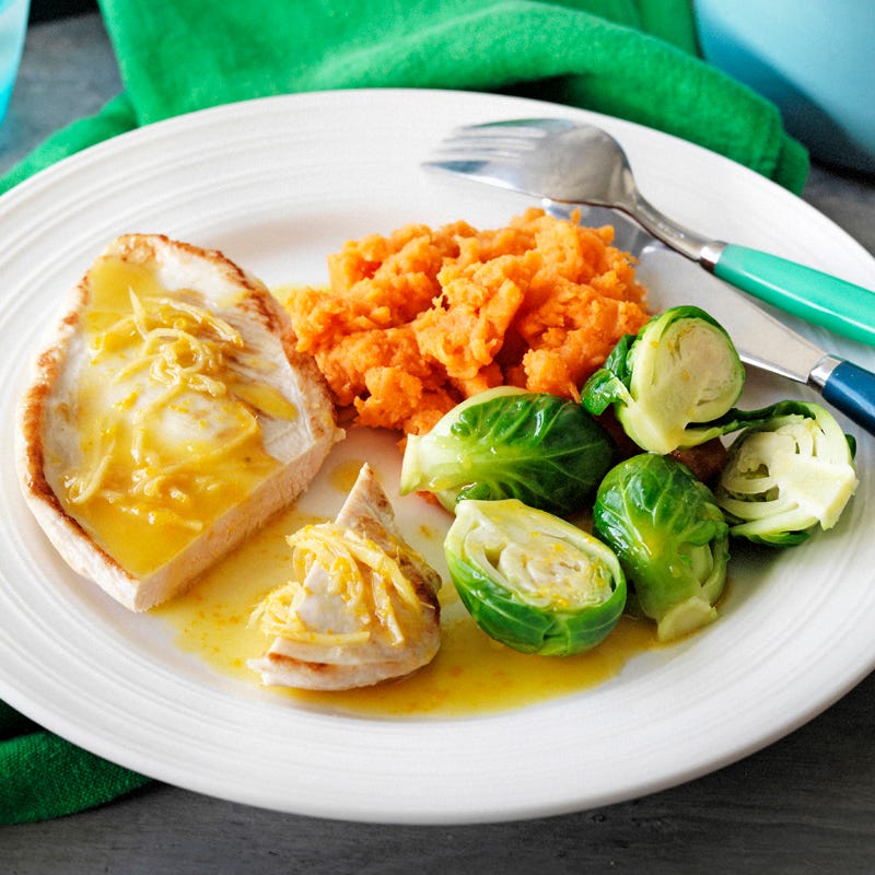 Photo of Orange and ginger glazed turkey with sweet potato mash by WW