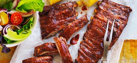 Slow-roasted American pork ribs