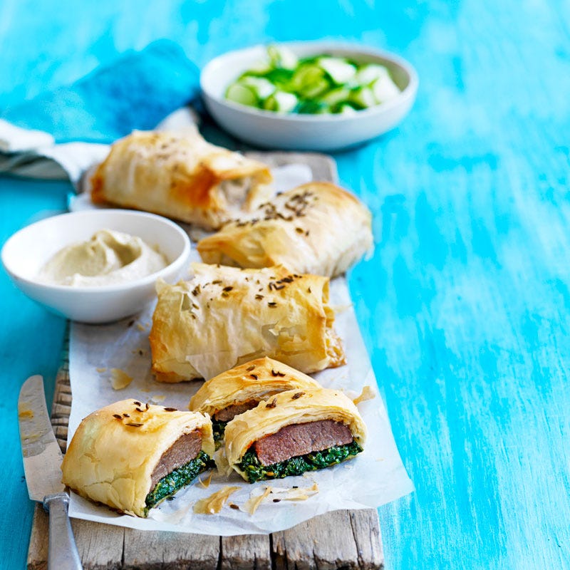Photo of Harissa lamb backstraps on wilted spinach by WW