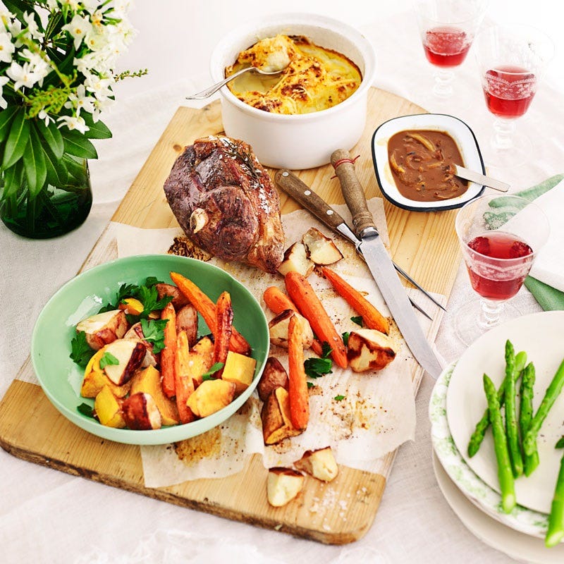 Roast lamb with the works