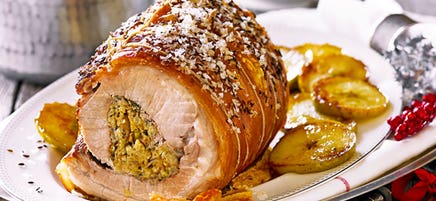 Roast pork loin with sage and fennel