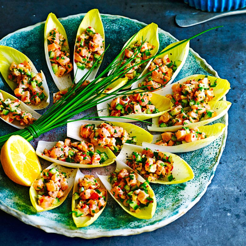 Photo of Salmon ceviche, chilli, cucumber and lime witlof cups by WW