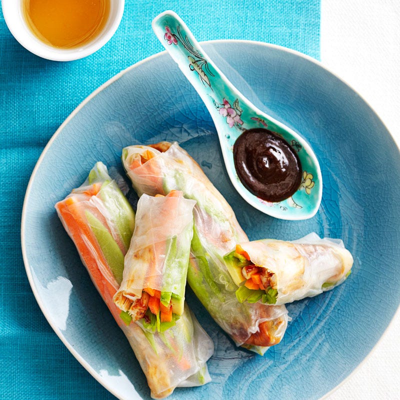 Photo of Hoisin chicken and avocado rice paper rolls by WW