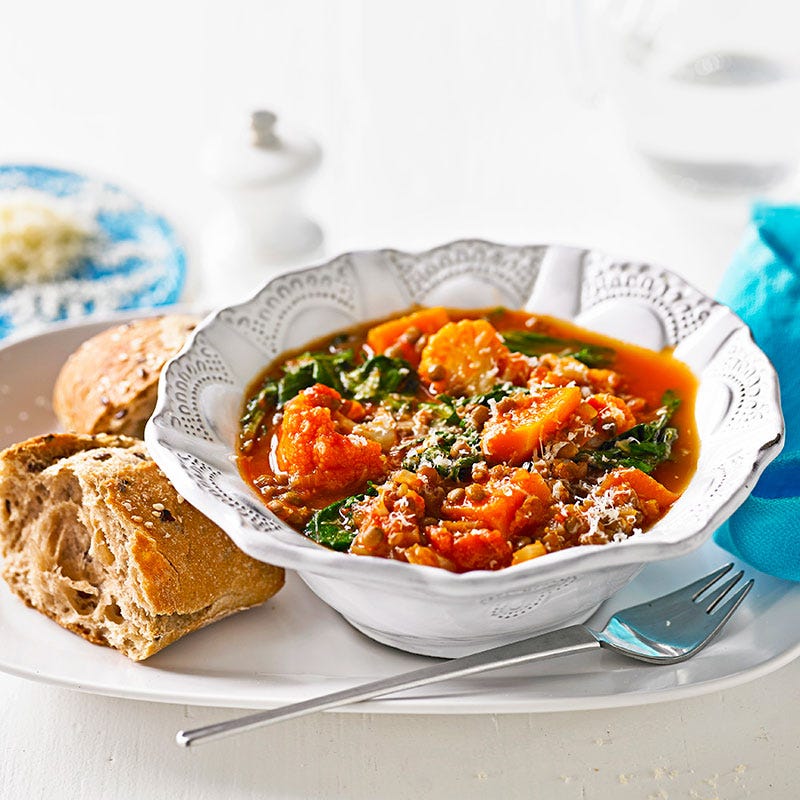 Lentil and vegetable hotpot
