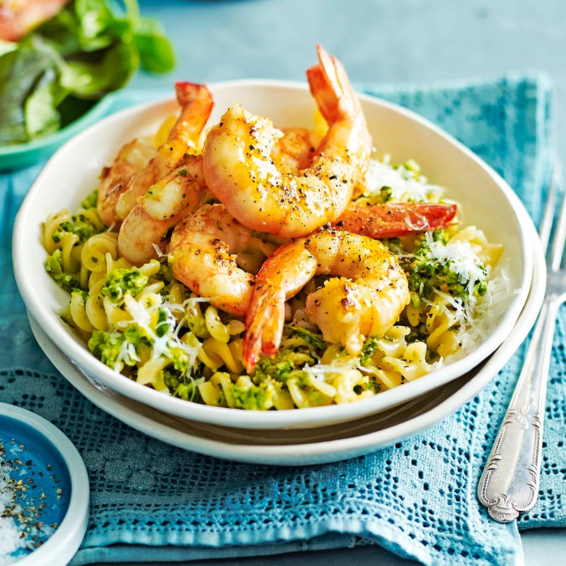 Photo of Pea and almond pesto pasta with prawns by WW