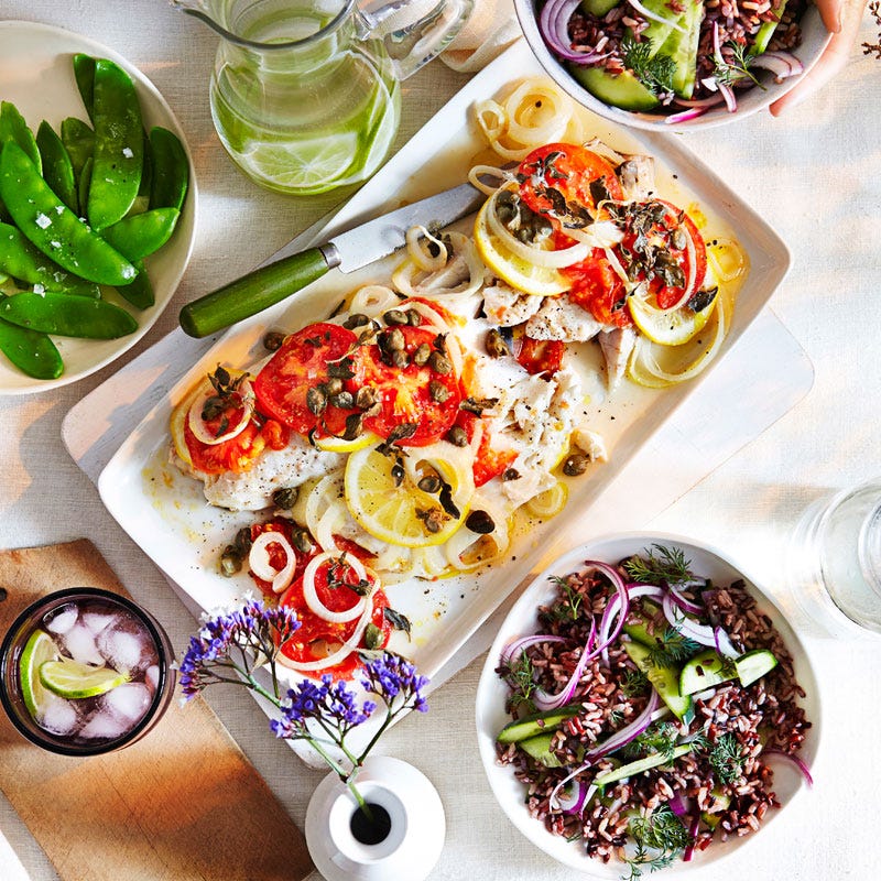 Photo of Greek-style barbecued blue-eye cod with mixed rice salad by WW