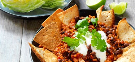Pork and black bean nachos